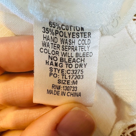 Umgee Ivory Tunic Cotton Blend Crochet Lace Trim Size Medium. - Picture 10 of 10